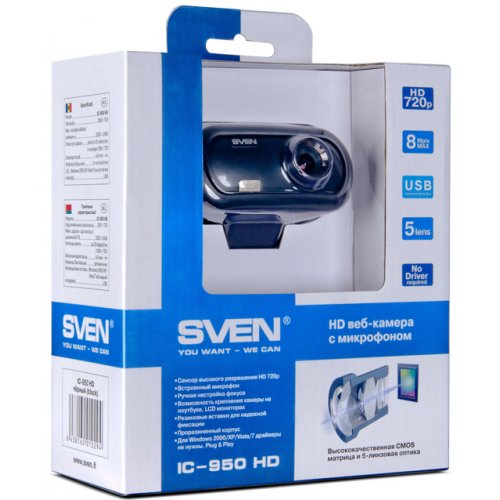 Купить Веб-камера SVEN IC-950 HD - цена в Харькове, Киеве, Днепре, Одессе
в интернет-магазине Telemart фото