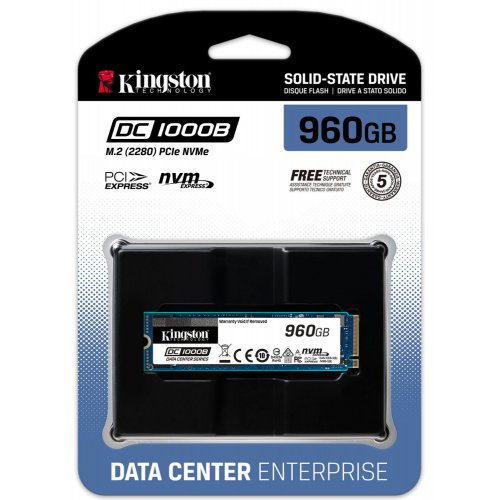 Продать SSD-диск Kingston DC1000B 3D TLC NAND 960GB M.2 (2280 PCI-E) NVMe x4 (SEDC1000BM8/960G) по Trade-In интернет-магазине Телемарт - Киев, Днепр, Украина фото