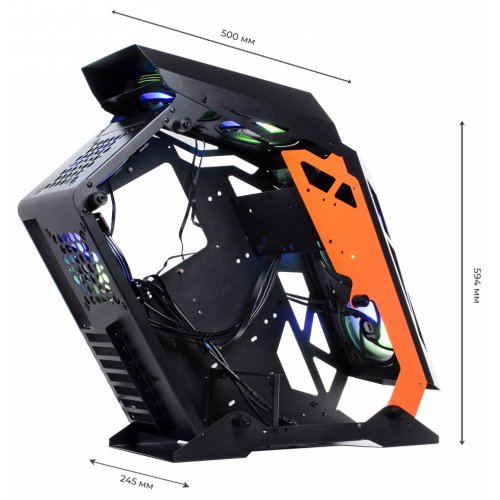 Продати Корпус QUBE Stalker Tempered Glass без БП (STALKER_FMBU3) Black/Orange за Trade-In у інтернет-магазині Телемарт - Київ, Дніпро, Україна фото