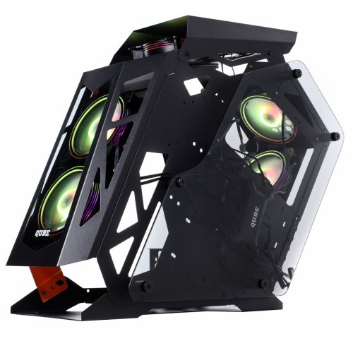 Продати Корпус QUBE Stalker Tempered Glass без БП (STALKER_FMBU3) Black/Orange за Trade-In у інтернет-магазині Телемарт - Київ, Дніпро, Україна фото