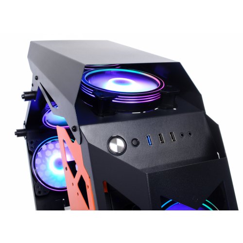 Продати Корпус QUBE Stalker Tempered Glass без БП (STALKER_FMBU3) Black/Orange за Trade-In у інтернет-магазині Телемарт - Київ, Дніпро, Україна фото