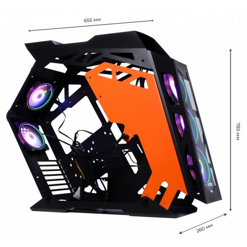 Продать Корпус QUBE Stalker Max Tempered Glass без БП (STALKER_FMBE3) Black/Orange по Trade-In интернет-магазине Телемарт - Киев, Днепр, Украина фото