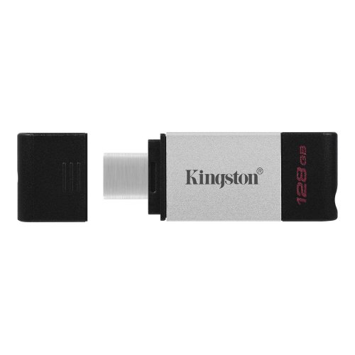 Купити Накопичувач Kingston DataTraveler 80 128GB USB Type-C (DT80/128GB) Black/Grey - ціна в Києві, Львові, Вінниці, Хмельницькому, Франківську, Україні | інтернет-магазин TELEMART.UA фото
