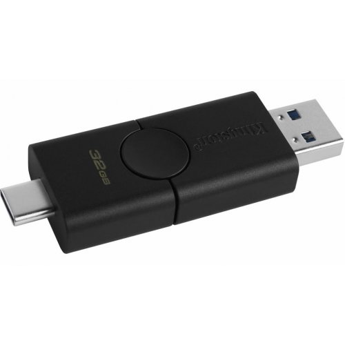 Купити Накопичувач Kingston DataTraveler Duo 32GB USB Type-C/USB 3.2 (DTDE/32GB) Black - ціна в Києві, Львові, Вінниці, Хмельницькому, Франківську, Україні | інтернет-магазин TELEMART.UA фото