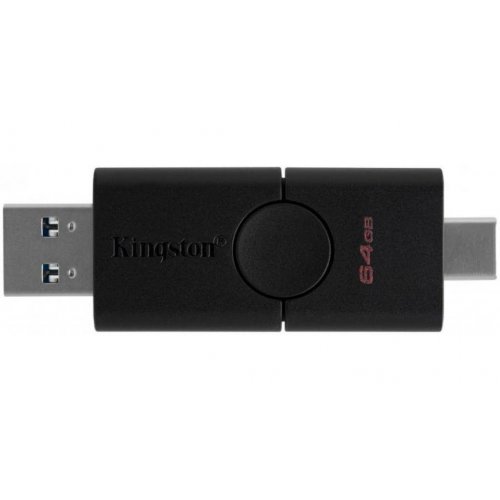 Купити Накопичувач Kingston DataTraveler Duo 64GB USB Type-C/USB 3.2 (DTDE/64GB) Black - ціна в Києві, Львові, Вінниці, Хмельницькому, Франківську, Україні | інтернет-магазин TELEMART.UA фото