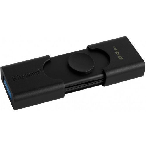 Купити Накопичувач Kingston DataTraveler Duo 64GB USB Type-C/USB 3.2 (DTDE/64GB) Black - ціна в Києві, Львові, Вінниці, Хмельницькому, Франківську, Україні | інтернет-магазин TELEMART.UA фото