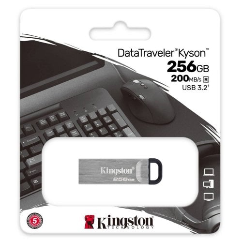 Купить Накопитель Kingston DataTraveler Kyson 256GB USB 3.2 (DTKN/256GB) Silver/Black - цена в Харькове, Киеве, Днепре, Одессе
в интернет-магазине Telemart фото