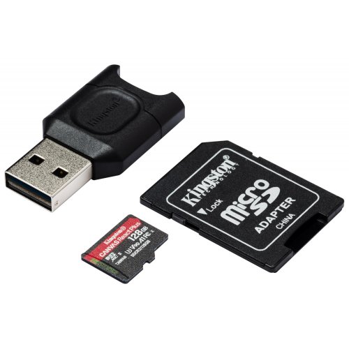 Купить Карта памяти Kingston microSDXC Canvas React Plus 128GB Class 10 UHS-II U3 A1 (с адаптером) + microSD Reader (MLPMR2/128GB) - цена в Харькове, Киеве, Днепре, Одессе
в интернет-магазине Telemart фото