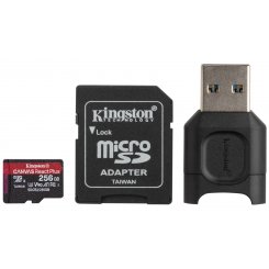 Карта пам'яті Kingston microSDXC Canvas React Plus 256GB Class 10 UHS-II U3 A1 (с адаптером) + microSD Reader (MLPMR2/256GB)