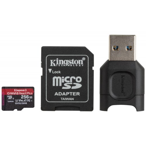 Купить Карта памяти Kingston microSDXC Canvas React Plus 256GB Class 10 UHS-II U3 A1 (с адаптером) + microSD Reader (MLPMR2/256GB) - цена в Харькове, Киеве, Днепре, Одессе
в интернет-магазине Telemart фото