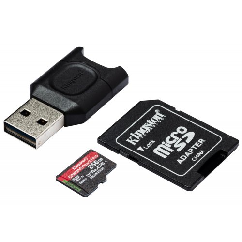 Купить Карта памяти Kingston microSDXC Canvas React Plus 256GB Class 10 UHS-II U3 A1 (с адаптером) + microSD Reader (MLPMR2/256GB) - цена в Харькове, Киеве, Днепре, Одессе
в интернет-магазине Telemart фото