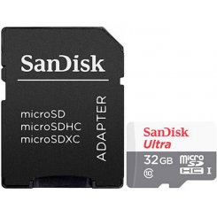 Карта памяти SanDisk microSDHC Ultra 32GB Class 10 UHS-I (с адаптером) (SDSQUNR-032G-GN3MA)