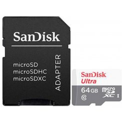Карта памяти SanDisk microSDXC Ultra 64GB Class 10 UHS-I (с адаптером) (SDSQUNR-064G-GN3MA)
