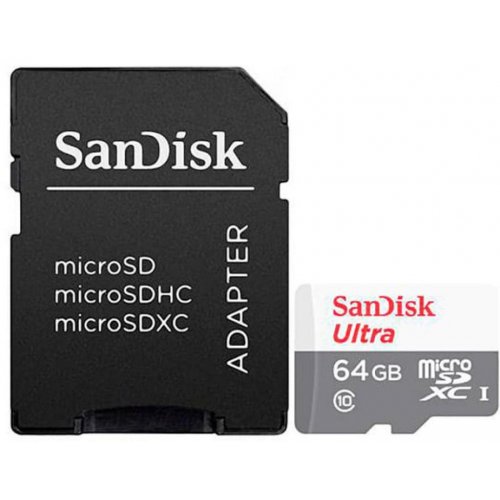 

SanDisk microSDXC Ultra 64GB Class 10 UHS-I (с адаптером) (SDSQUNR-064G-GN3MA)