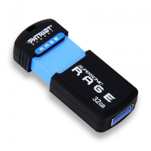 Купити Накопичувач Patriot Supersonic Rage 32GB USB 3.2 (PEF32GSRUSB) Black - ціна в Києві, Львові, Вінниці, Хмельницькому, Франківську, Україні | інтернет-магазин TELEMART.UA фото