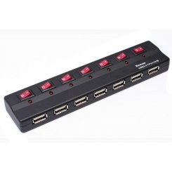 USB-хаб Viewcon Hub USB 2.0 7-ports with power switches (VE411) Black