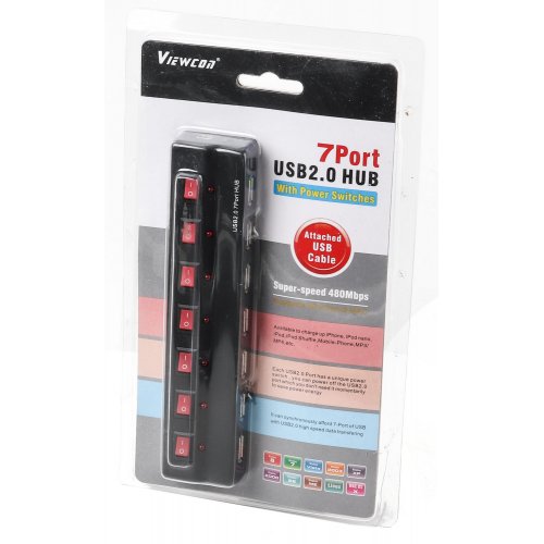 Купить USB-хаб Viewcon Hub USB 2.0 7-ports with power switches (VE411) Black - цена в Харькове, Киеве, Днепре, Одессе
в интернет-магазине Telemart фото