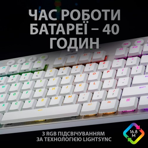 Фото Клавиатура Logitech G915 TKL Lightspeed RGB GL Tactile (920-009664) White