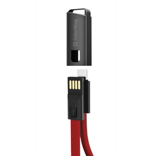 Купить Кабель ColorWay USB to USB Type-C 2.4A 0.22m (CW-CBUC023-RD) Red - цена в Харькове, Киеве, Днепре, Одессе
в интернет-магазине Telemart фото