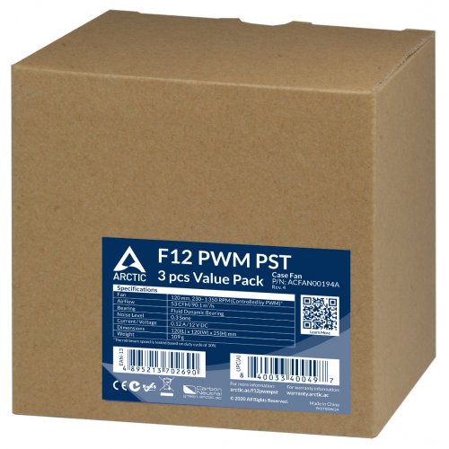 Продати Набір кулерів для корпусу Arctic F12 PWM PST (3-Fan Pack) (ACFAN00194A) Black/White за Trade-In у інтернет-магазині Телемарт - Київ, Дніпро, Україна фото