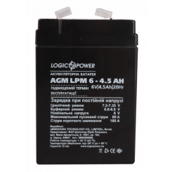 Фото Акумуляторна батарея LogicPower 6V 4.5 Ah AGM LPM (LP3860)
