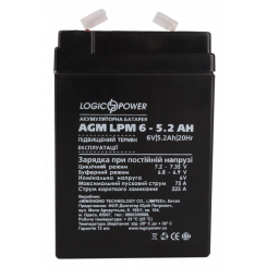 Фото Акумуляторна батарея LogicPower 6V 5.2 Ah AGM LPM (LP4158)