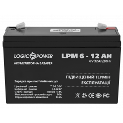 Фото Акумуляторна батарея LogicPower 6V 12 Ah AGM LPM (LP4159)