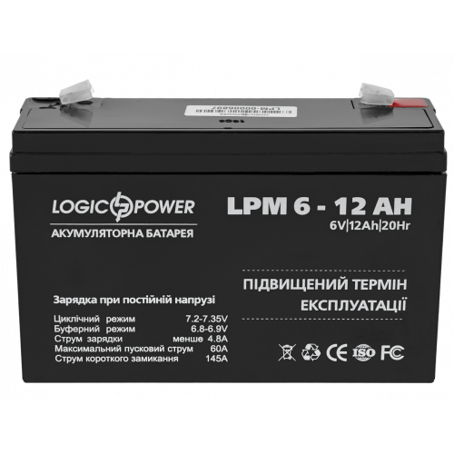 Купить Аккумуляторная батарея LogicPower 6V 12 Ah AGM LPM (LP4159) - цена в Харькове, Киеве, Днепре, Одессе
в интернет-магазине Telemart фото