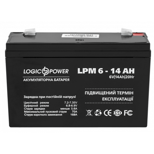 Купить Аккумуляторная батарея LogicPower 6V 14 Ah AGM LPM (LP4160) - цена в Харькове, Киеве, Днепре, Одессе
в интернет-магазине Telemart фото