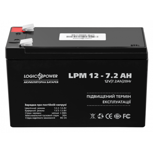 Купить Аккумуляторная батарея LogicPower 12V 7.2 Ah AGM LPM (LP3863) - цена в Харькове, Киеве, Днепре, Одессе
в интернет-магазине Telemart фото