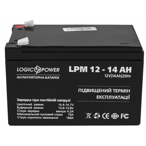 Купить Аккумуляторная батарея LogicPower 12V 14 Ah AGM LPM (LP4161) - цена в Харькове, Киеве, Днепре, Одессе
в интернет-магазине Telemart фото