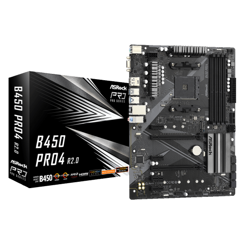 Фото Материнська плата AsRock B450 Pro4 R2.0 (sAM4, AMD B450)