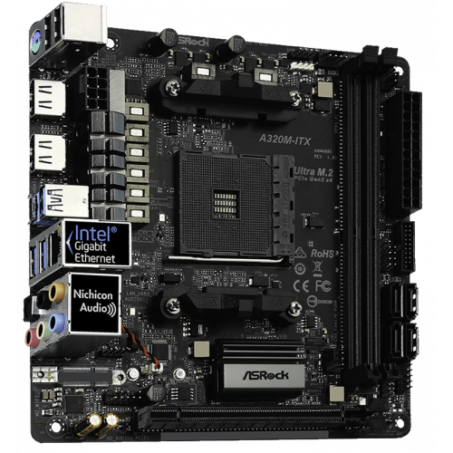 Photo Motherboard AsRock A320M-ITX (sAM4, AMD A320)
