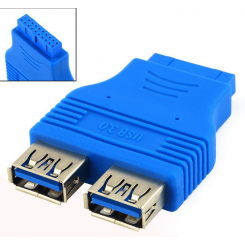 Photo T-Adapter 20-pin to 2 x USB 3.0 F/M Blue