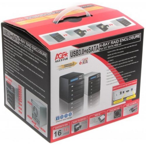 Купити Зовнішній RAID-масив Agestar Enclosure for 4 x 3.5" with USB 3.0 Type-B + eSATA (3C4B3A) Black - ціна в Києві, Львові, Вінниці, Хмельницькому, Франківську, Україні | інтернет-магазин TELEMART.UA фото