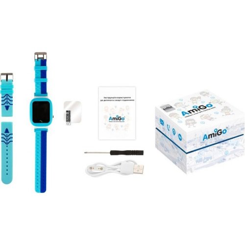 Дитячий смарт-годинник AmiGo GO004 Splashproof Camera+LED Blue купити в Україні | Telemart фото