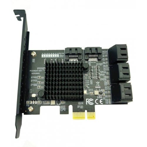 Купить Контроллер T-Adapter PCI-E x4 to 8 x SATA Marvell 88SE9215+JMB575 - цена в Харькове, Киеве, Днепре, Одессе
в интернет-магазине Telemart фото