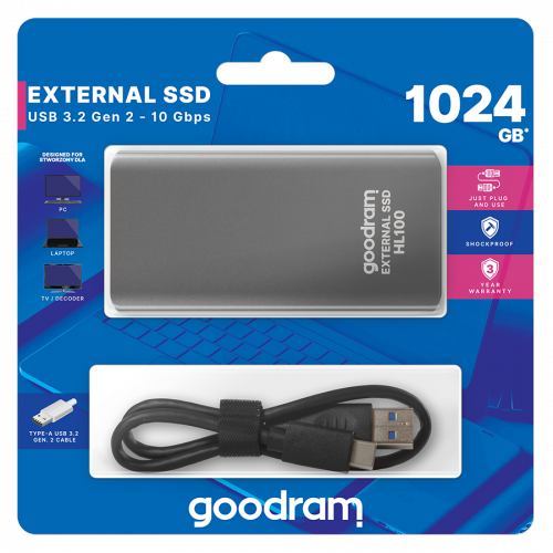 Продать SSD-диск GoodRAM HL100 3D TLC NAND 1TB USB 3.2 (SSDPR-HL100-01T) по Trade-In интернет-магазине Телемарт - Киев, Днепр, Украина фото