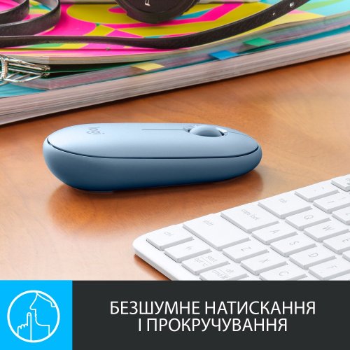 Купити Миша Logitech Pebble M350 (910-005719) Blue Grey - ціна в Києві, Львові, Вінниці, Хмельницькому, Франківську, Україні | інтернет-магазин TELEMART.UA фото