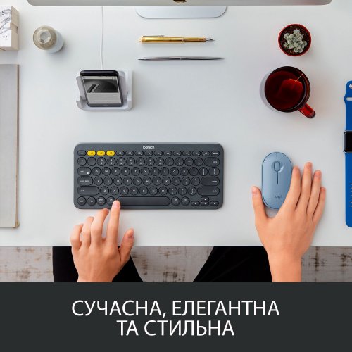 Купити Миша Logitech Pebble M350 (910-005719) Blue Grey - ціна в Києві, Львові, Вінниці, Хмельницькому, Франківську, Україні | інтернет-магазин TELEMART.UA фото