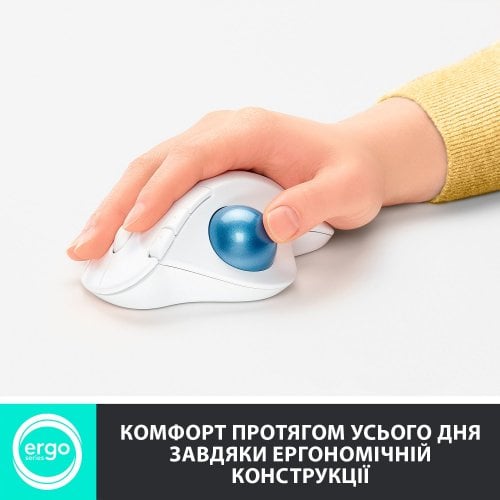 Купити Миша Logitech ERGO M575 (910-005870) White - ціна в Києві, Львові, Вінниці, Хмельницькому, Франківську, Україні | інтернет-магазин TELEMART.UA фото