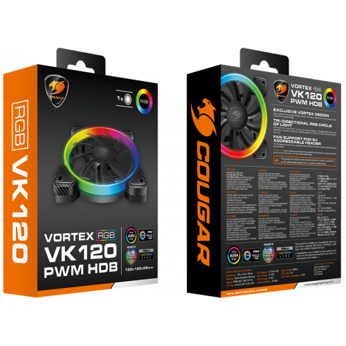 Продать Кулер для корпуса Cougar Vortex VK 120 ARGB по Trade-In интернет-магазине Телемарт - Киев, Днепр, Украина фото