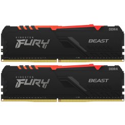 Фото Kingston DDR4 16GB (2x8GB) 2666Mhz FURY Beast RGB Black (KF426C16BBAK2/16)