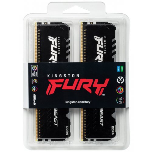 Photo RAM Kingston DDR4 16GB (2x8GB) 2666Mhz FURY Beast RGB Black (KF426C16BBAK2/16)