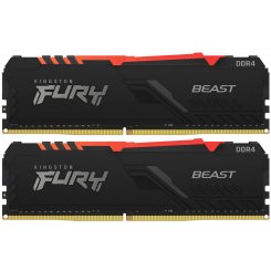 ОЗП Kingston DDR4 64GB (2x32GB) 2666Mhz FURY Beast RGB Black (KF426C16BBAK2/64)