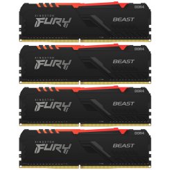 Фото Kingston DDR4 32GB (4x8GB) 3000Mhz FURY Beast RGB Black (KF430C15BBAK4/32)