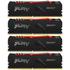 ОЗП Kingston DDR4 64GB (4x16GB) 3000Mhz FURY Beast RGB Black (KF430C16BBAK4/64)