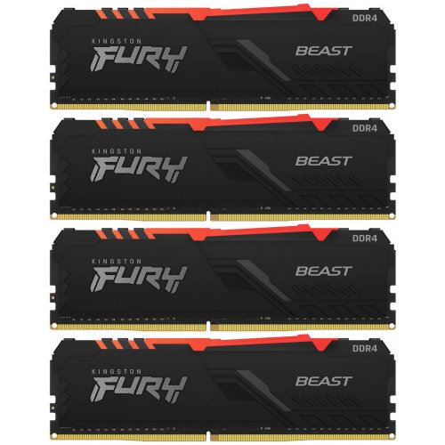 Продати ОЗП Kingston DDR4 64GB (4x16GB) 3000Mhz FURY Beast RGB Black (KF430C16BBAK4/64) за Trade-In у інтернет-магазині Телемарт - Київ, Дніпро, Україна фото