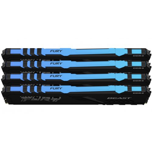 Продати ОЗП Kingston DDR4 64GB (4x16GB) 3000Mhz FURY Beast RGB Black (KF430C16BBAK4/64) за Trade-In у інтернет-магазині Телемарт - Київ, Дніпро, Україна фото