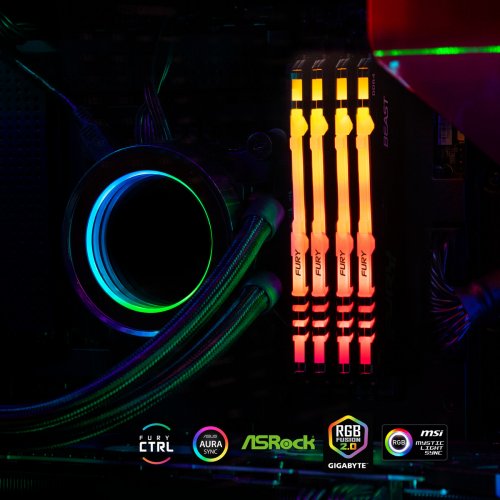 Продати ОЗП Kingston DDR4 64GB (4x16GB) 3000Mhz FURY Beast RGB Black (KF430C16BBAK4/64) за Trade-In у інтернет-магазині Телемарт - Київ, Дніпро, Україна фото